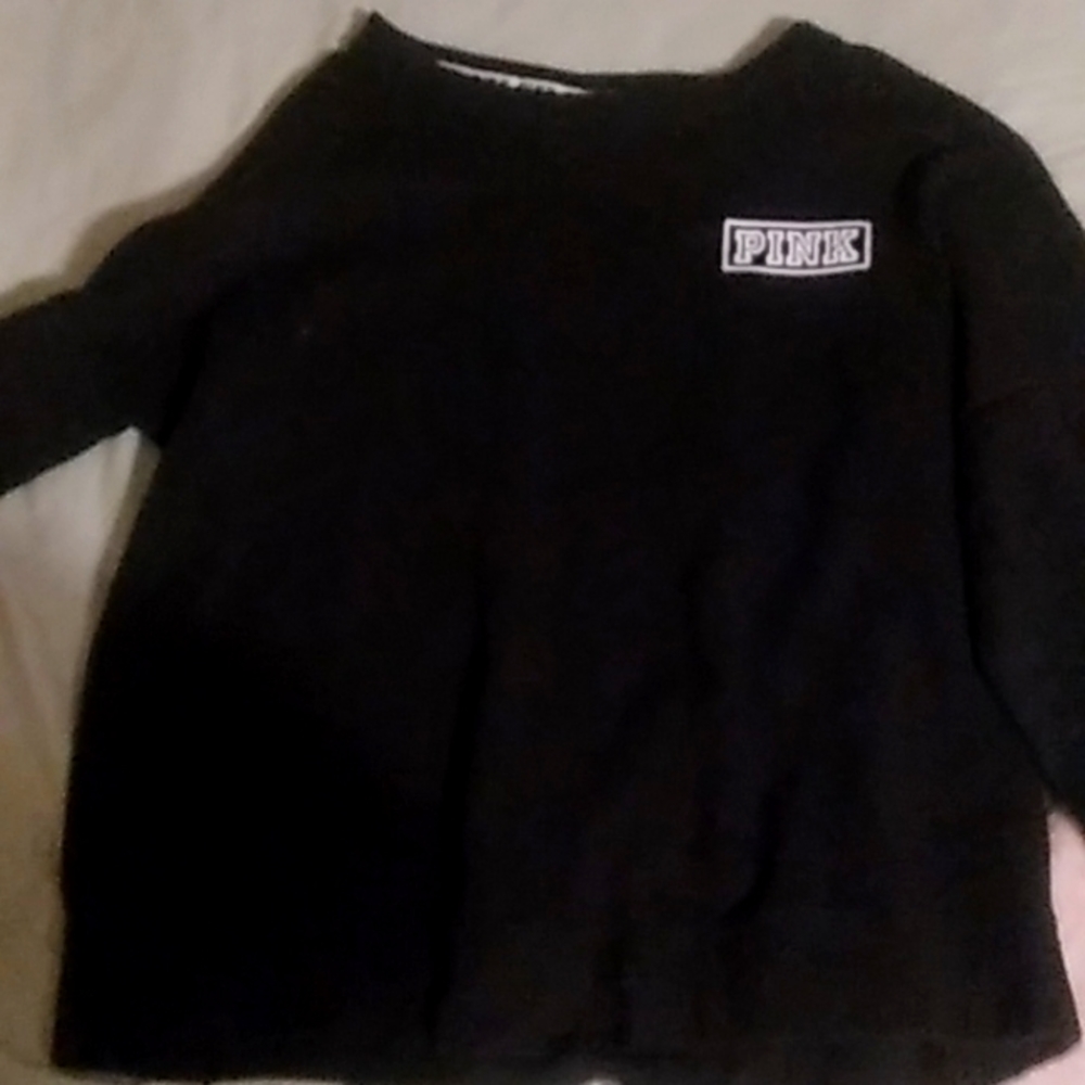 PINK, Small, Black Sweatshirt